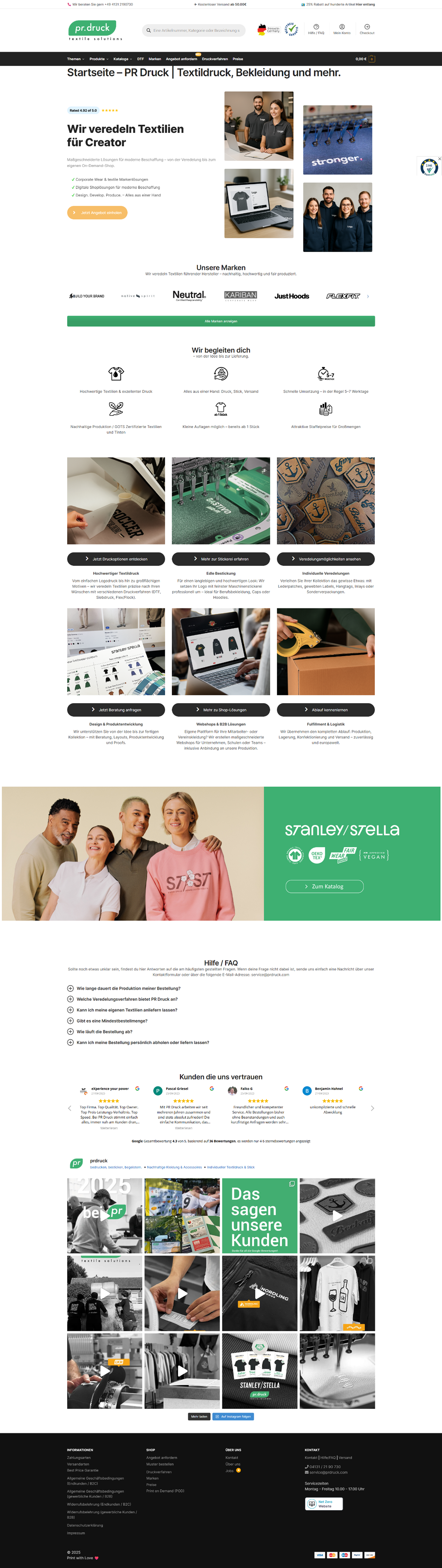 Alte Website, komplette Seite