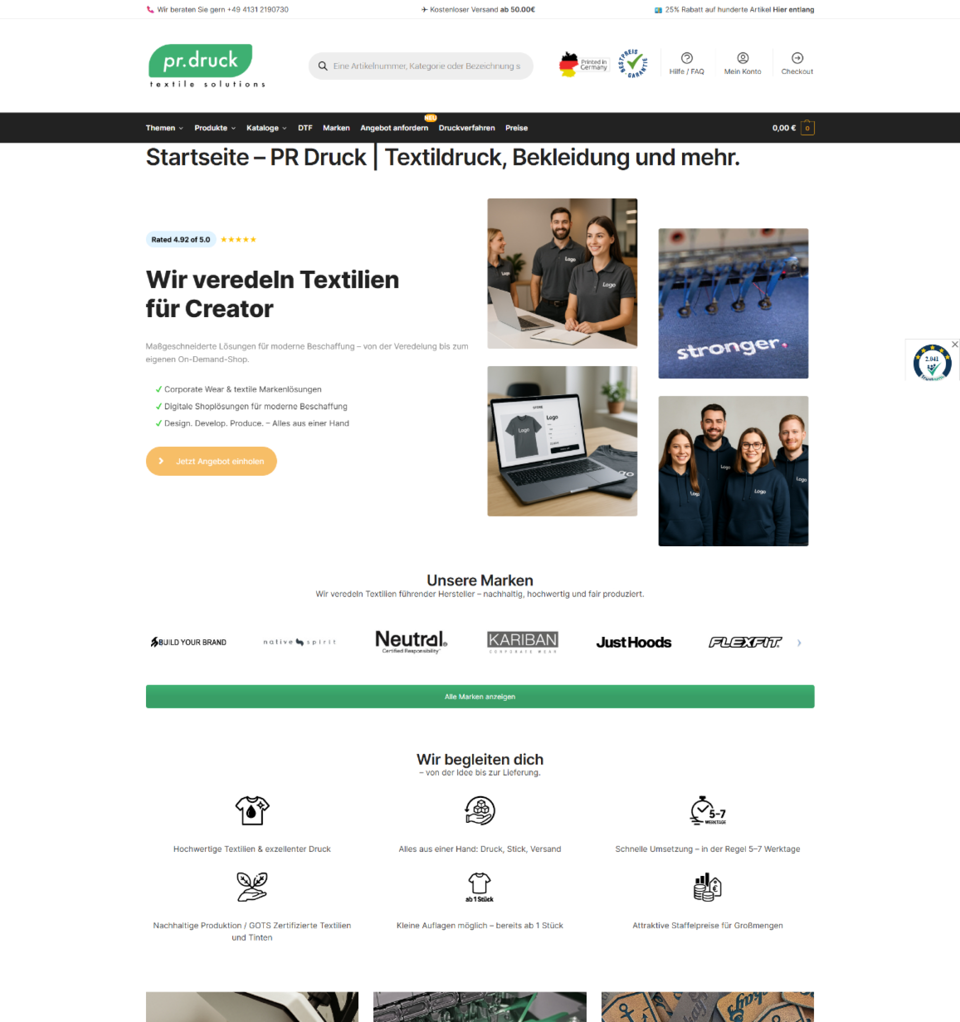 pr.druck Website, alter Zustand
